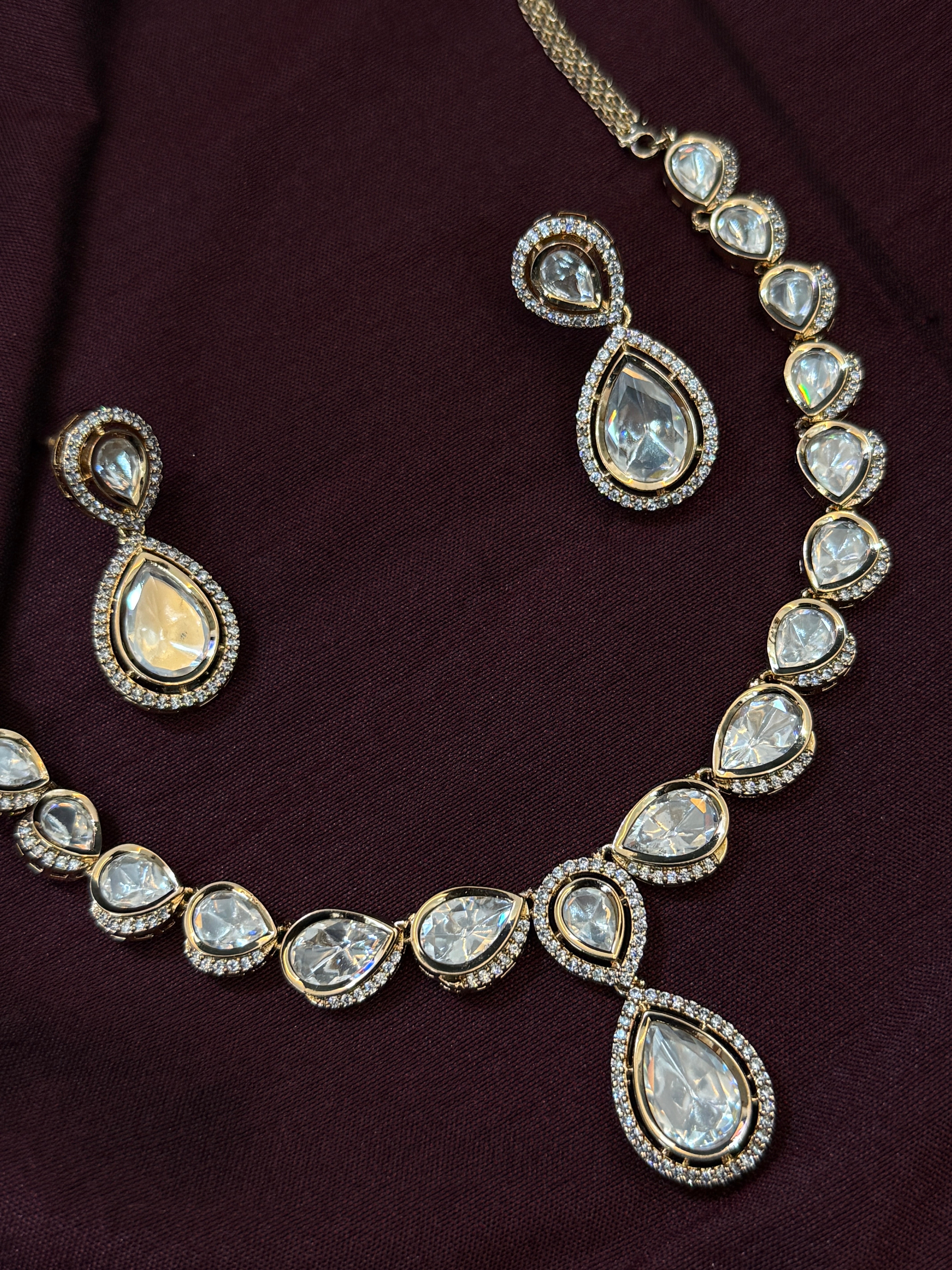 Luxury Indian Polki Kundan Jewelry Set