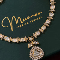 Royal Heart Motif Real Polki Kundan Necklace Set