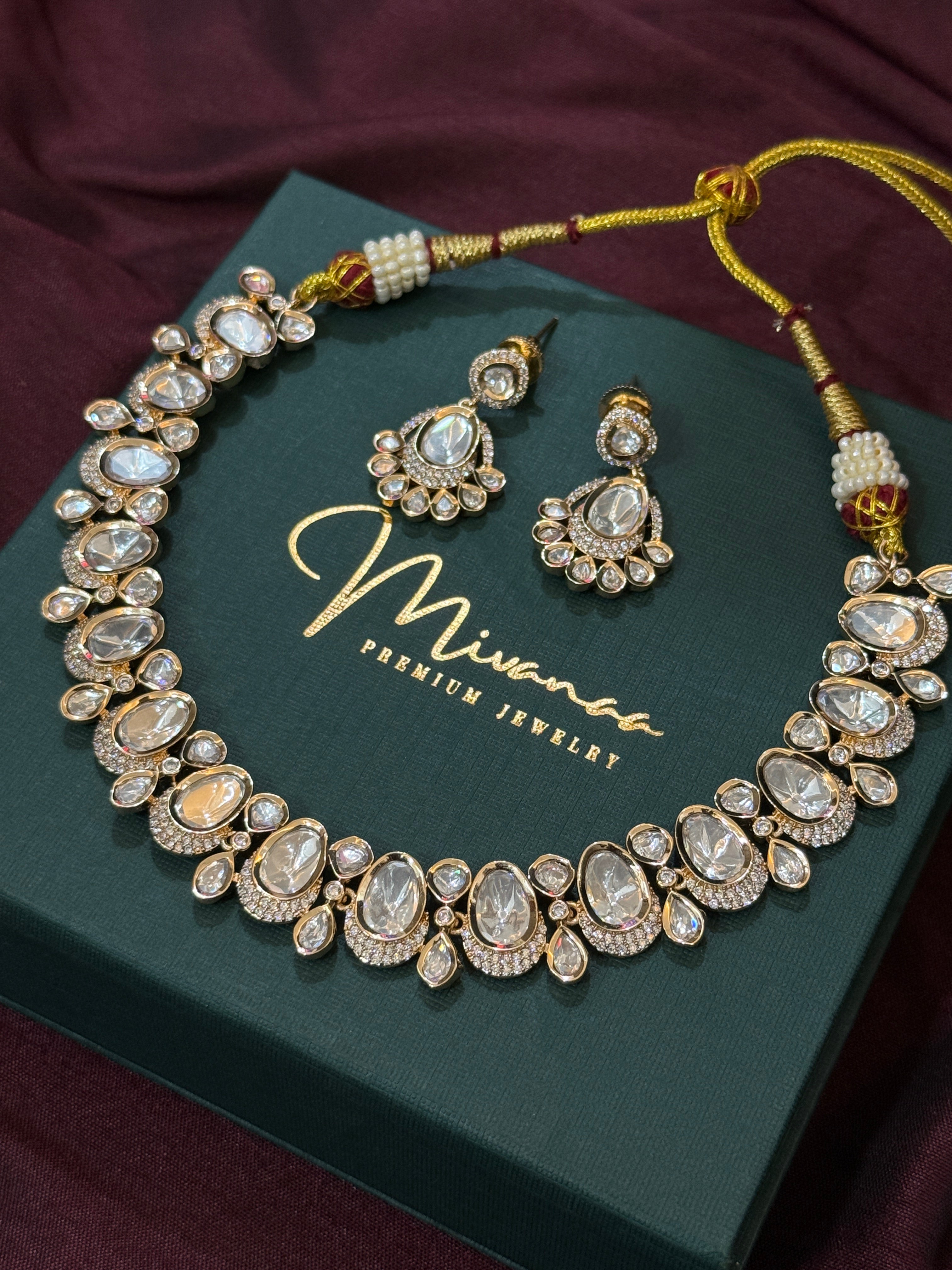 Majestic Grace Moissanite Polki Kundan Choker Set