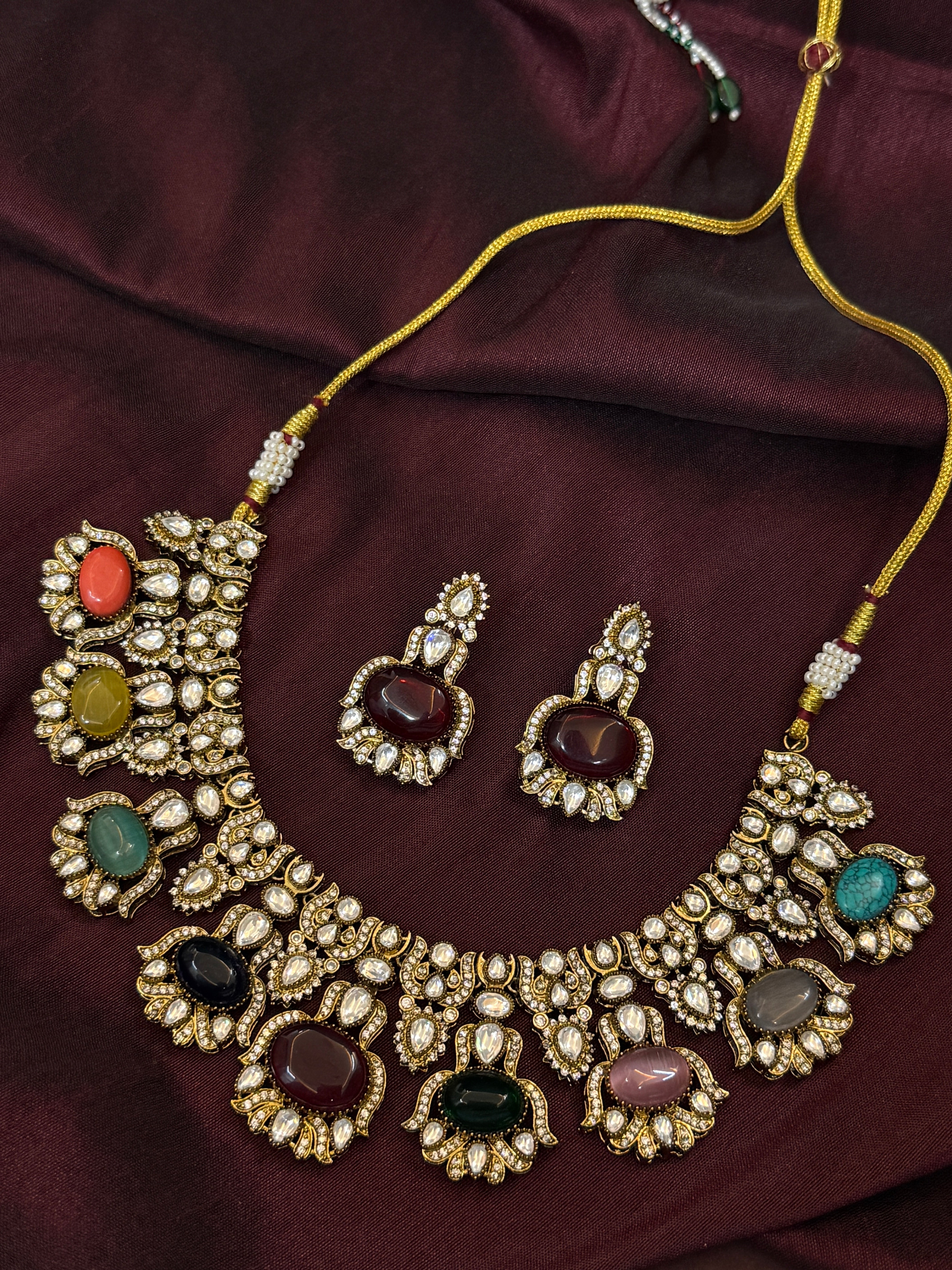 Royal Multicolor Kundan Wedding Necklace Set