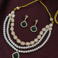Queen Pearl Emerald  Polki Necklace Set