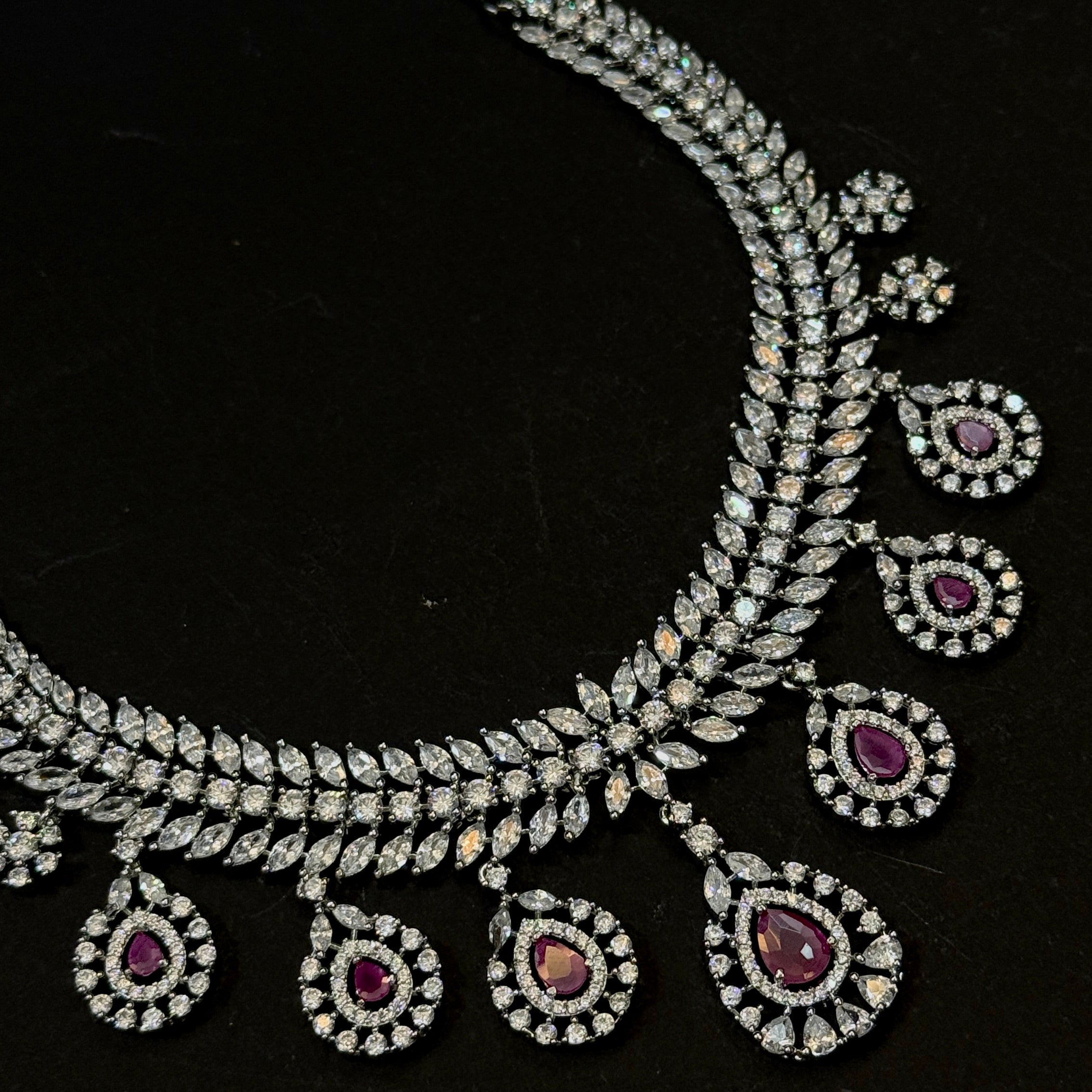Royal Ruby American Diamond Necklace Set