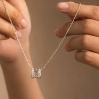 Silver-Tone Square Pendant- Lightweight Office Wear Jewellery