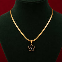 Gold-tone Black Flower Pendant-Lightweight Office Wear Jewellery