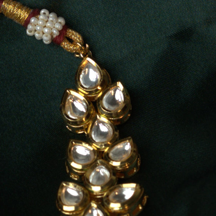 Meenakari Kundan Petal Design Necklace Set - Mivanaa