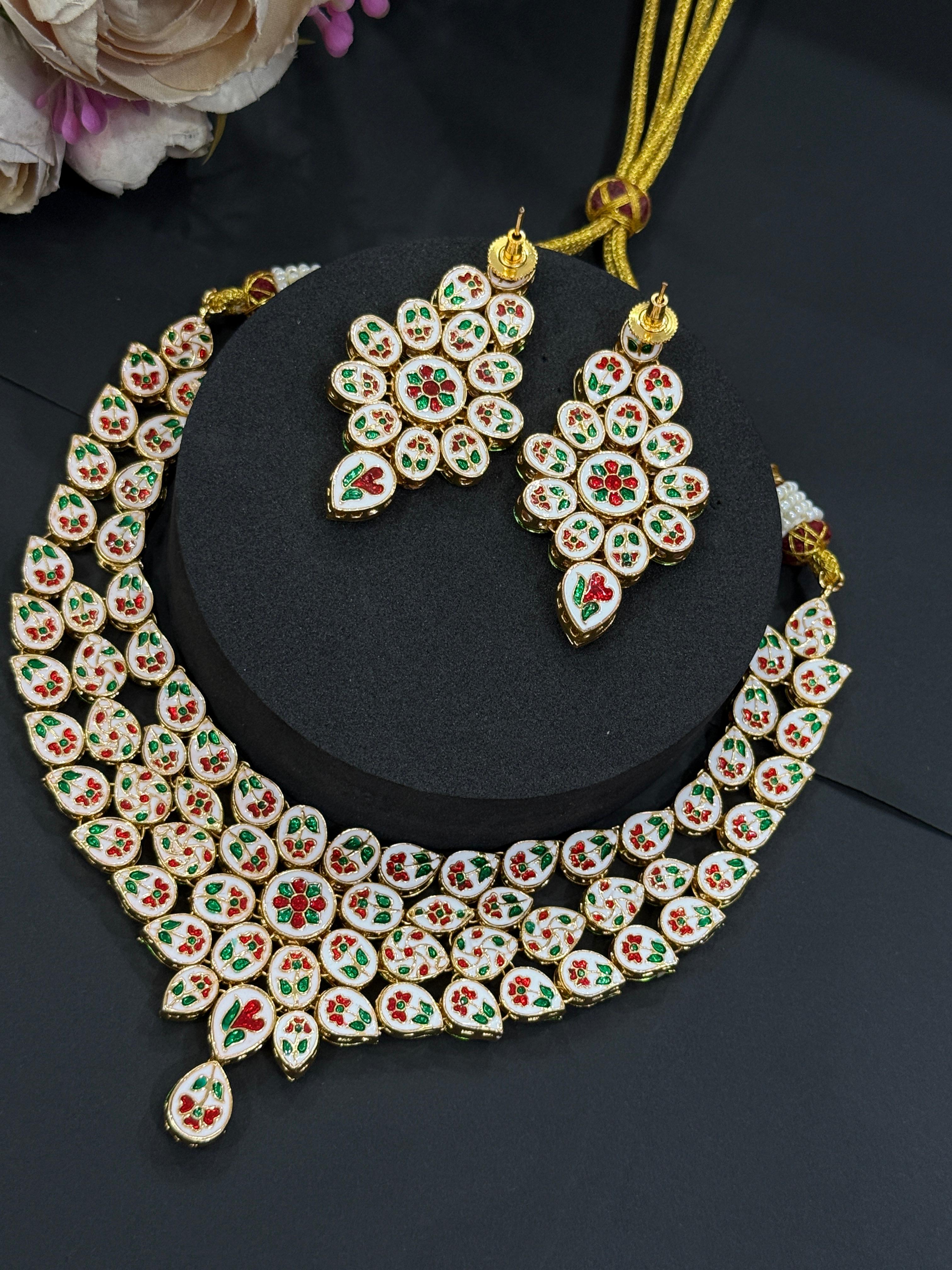 Royal Menaakari Kundan Bridal Necklace-Mivanaa