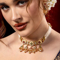 Royal Pearl Kundan Choker Necklace Set