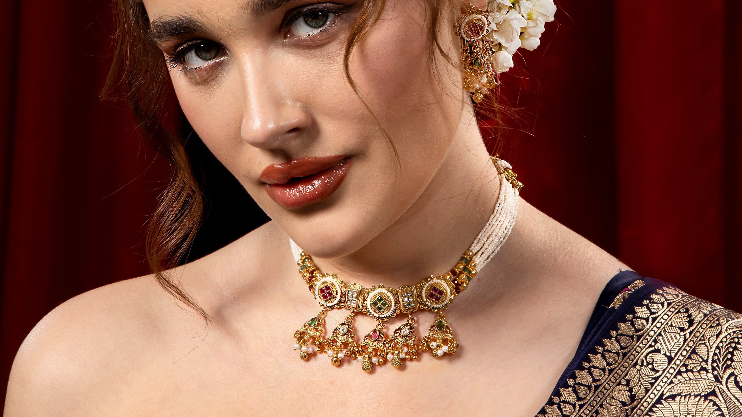 Royal Pearl Kundan Choker Necklace Set