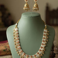 Traditional Gold Tone Pearl Wedding Necklace for Women