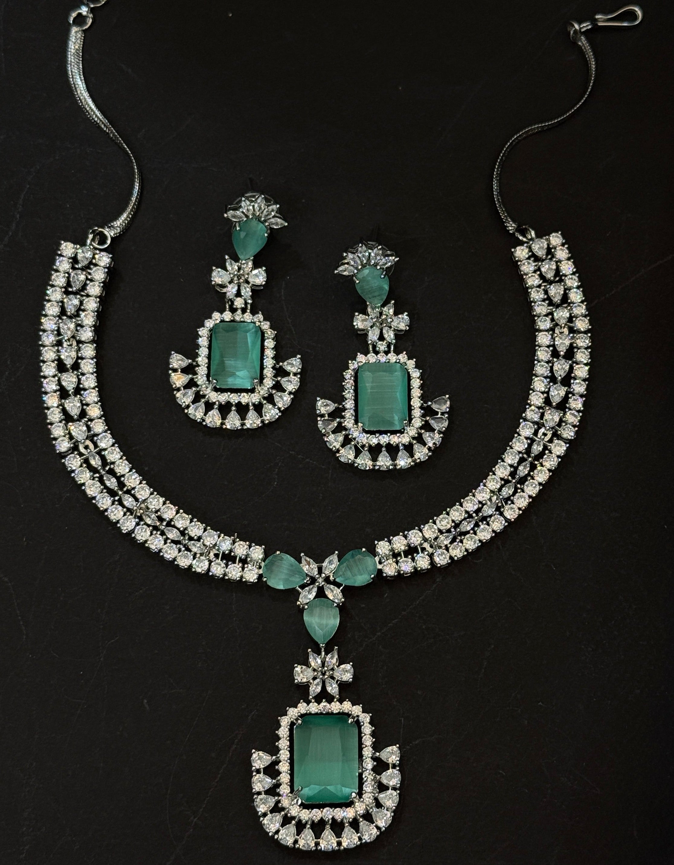 Mint Royale CZ & Doublet Stone Partywear Necklace Set