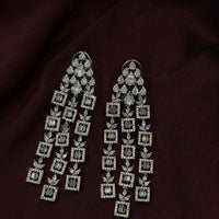 Glamorous CZ Stone Long Dangling Earrings