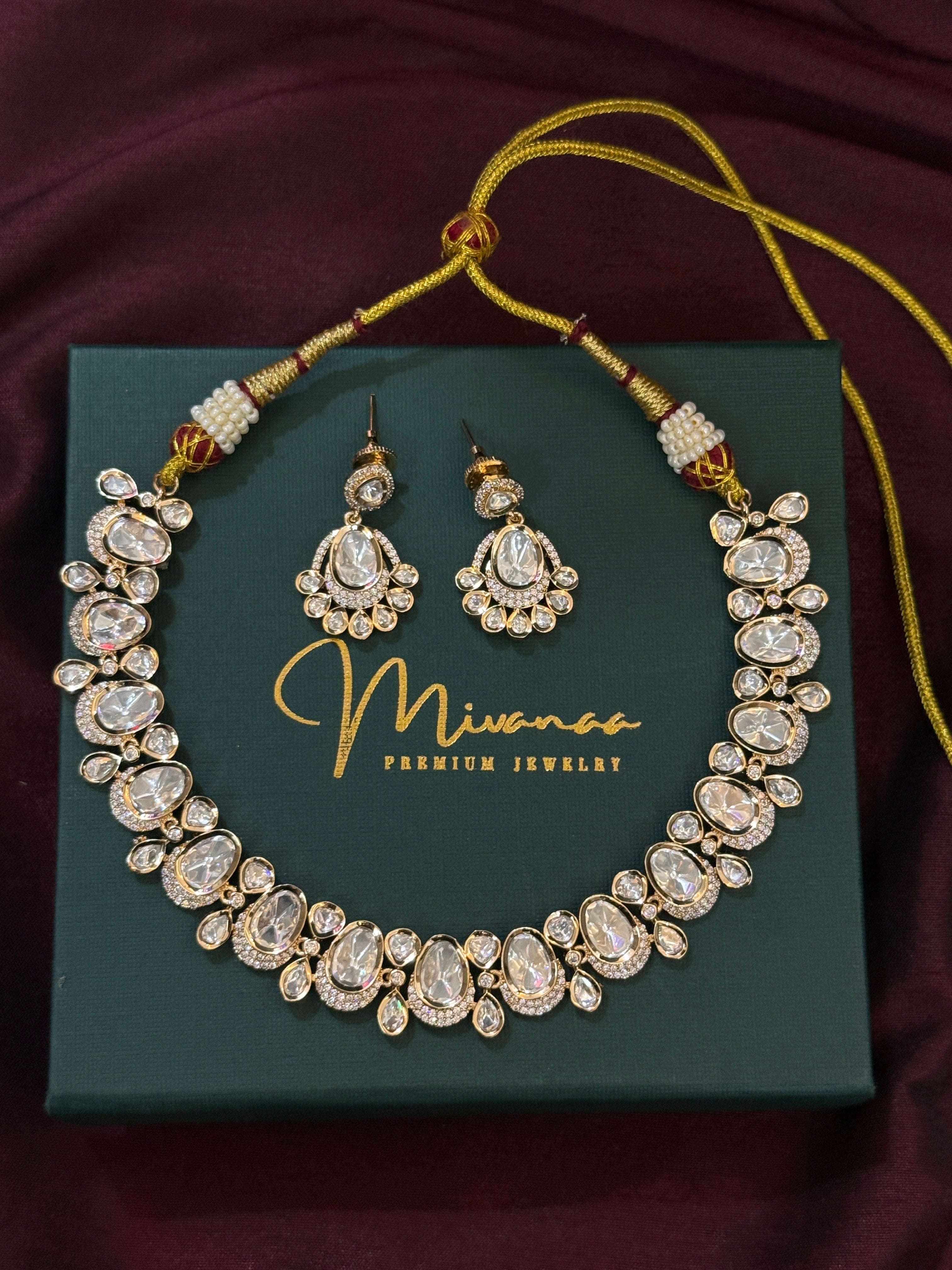 Majestic Grace Moissanite Polki Kundan Choker Set