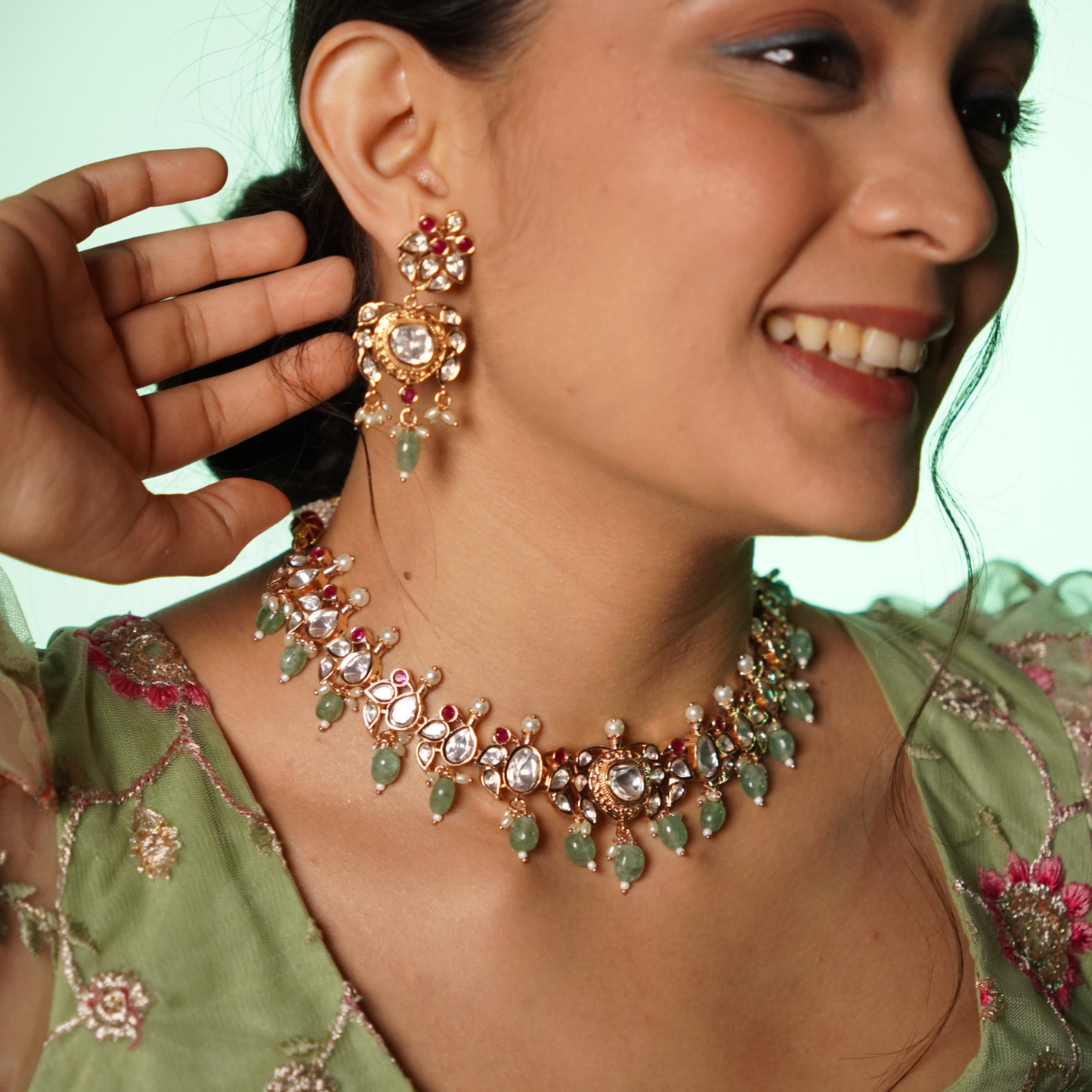 Golden Charmer Kundan Necklace Set