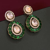 Traditional Kundan Necklace Set with Green Stones for Women
