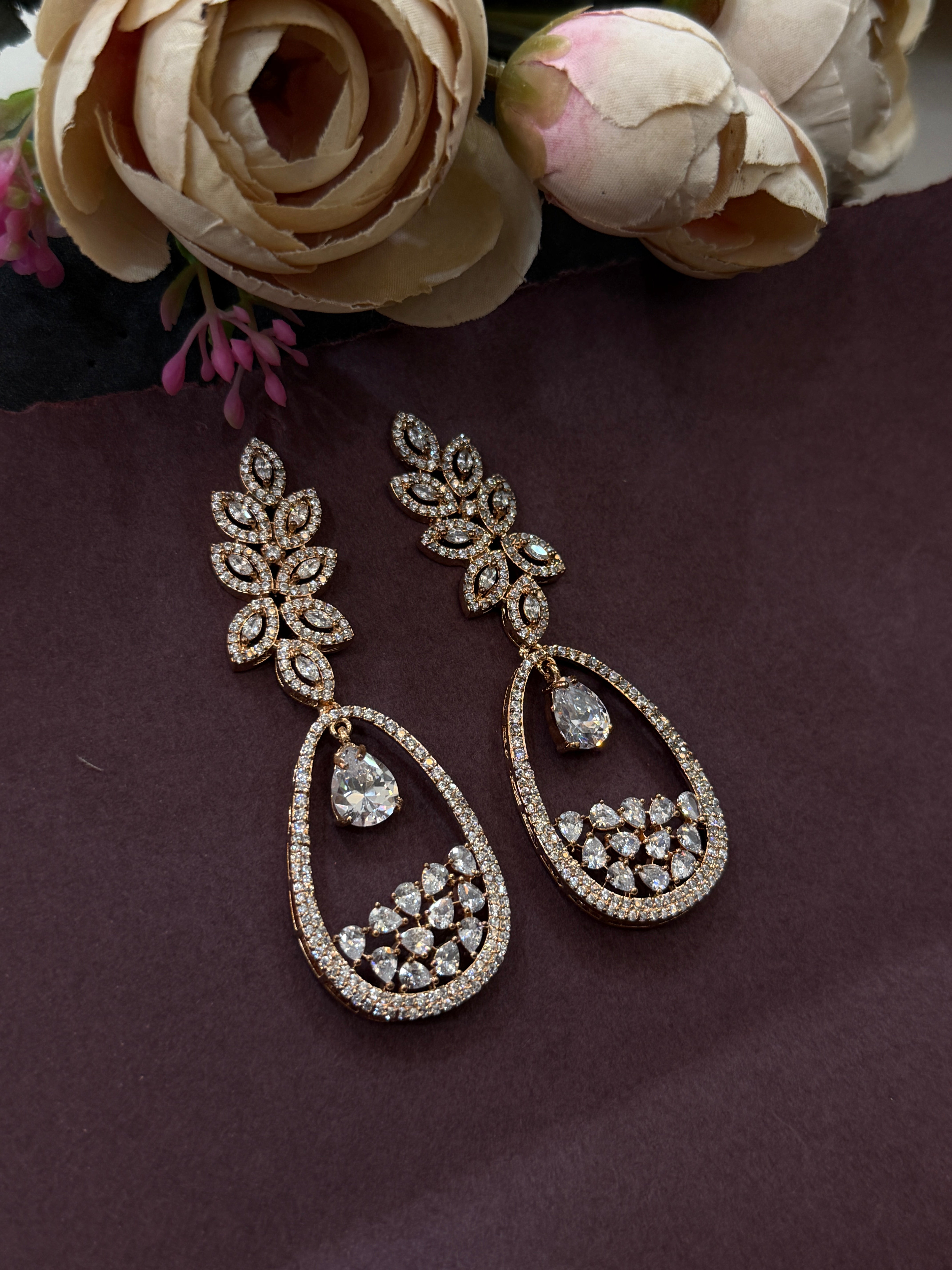 Golden Teardrop Crystal Earrings