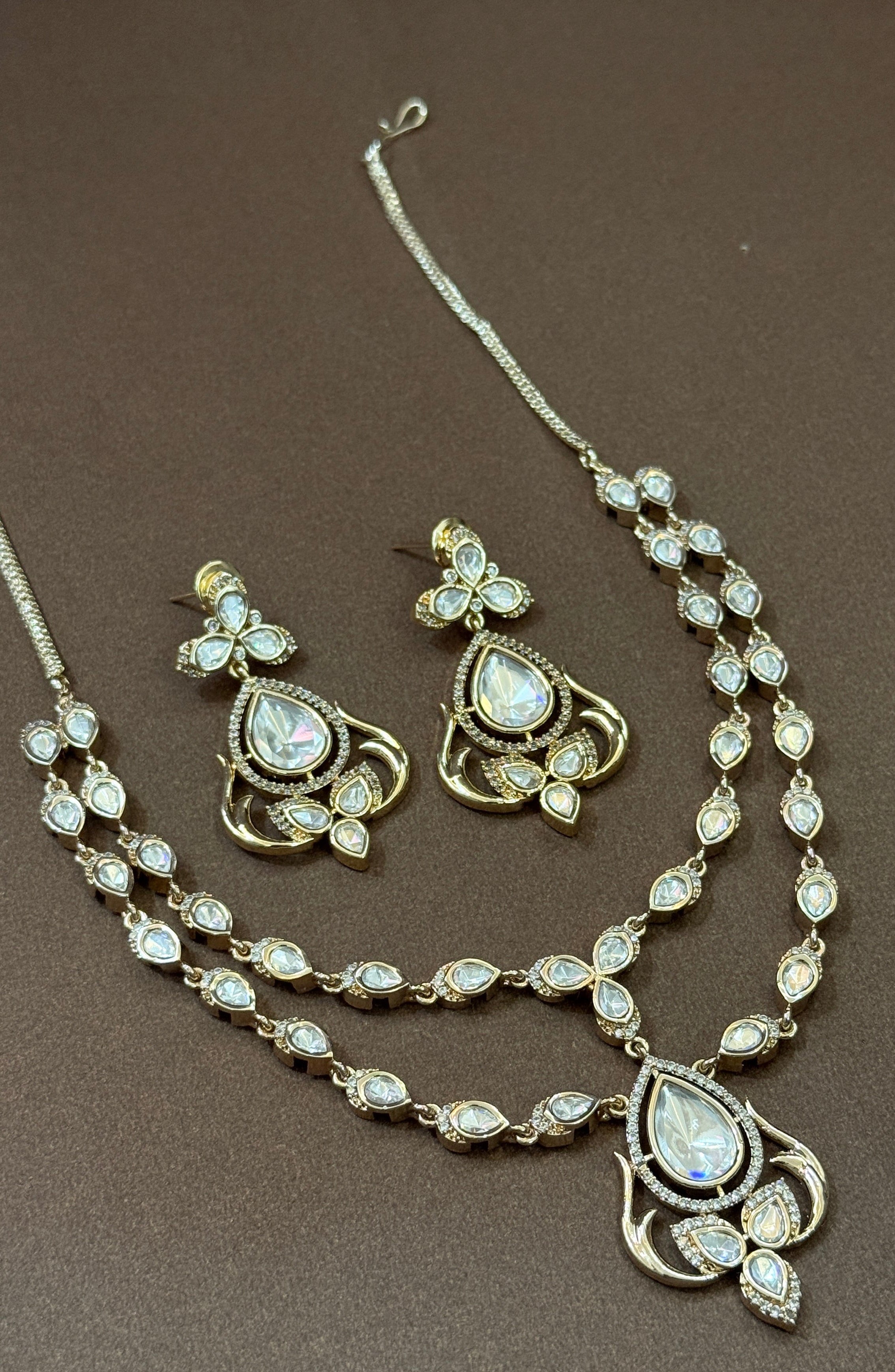 Royal Teardrop Polki Kundan Necklace Set