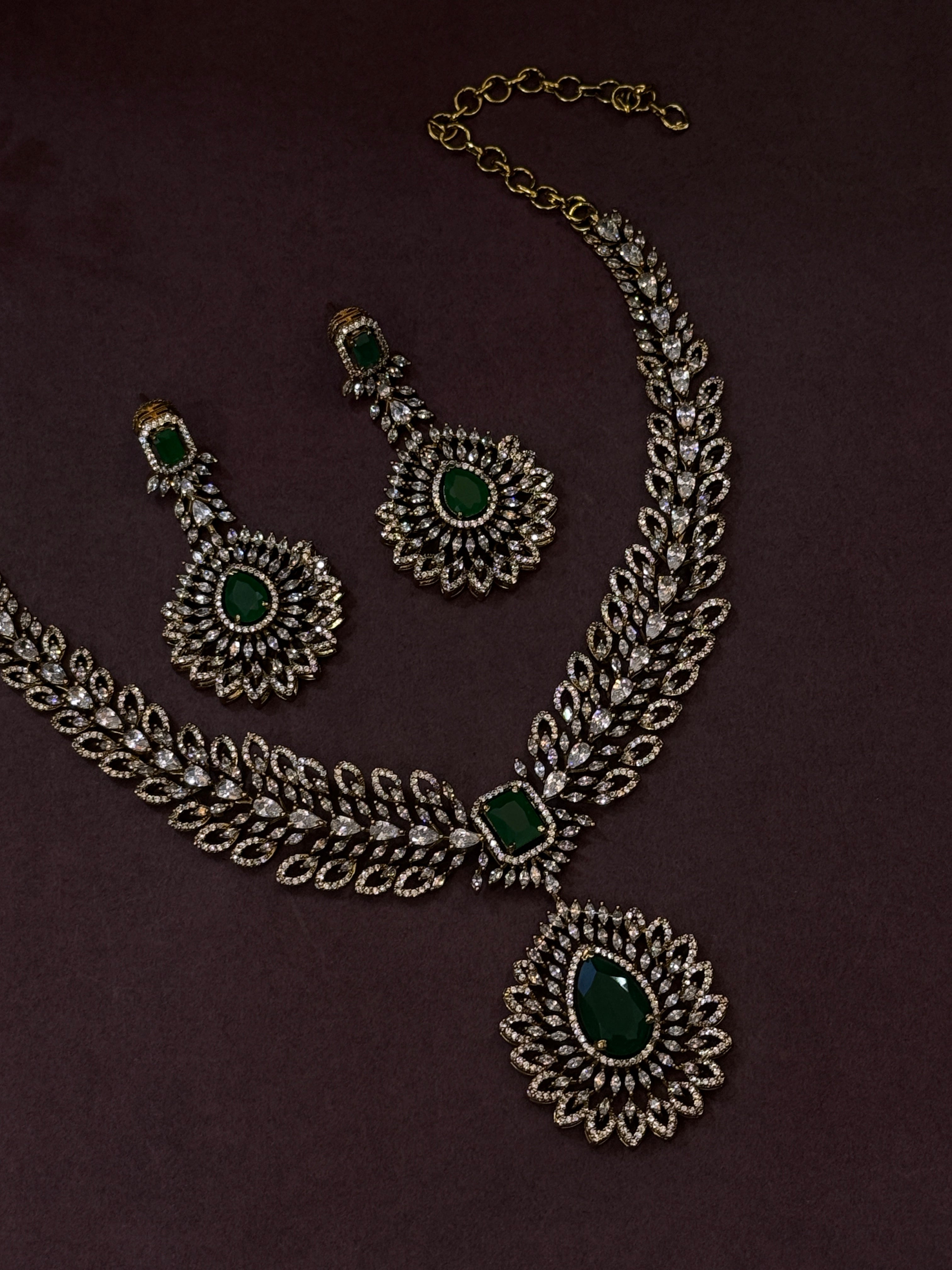 Green Victorian Kundan Necklace Set