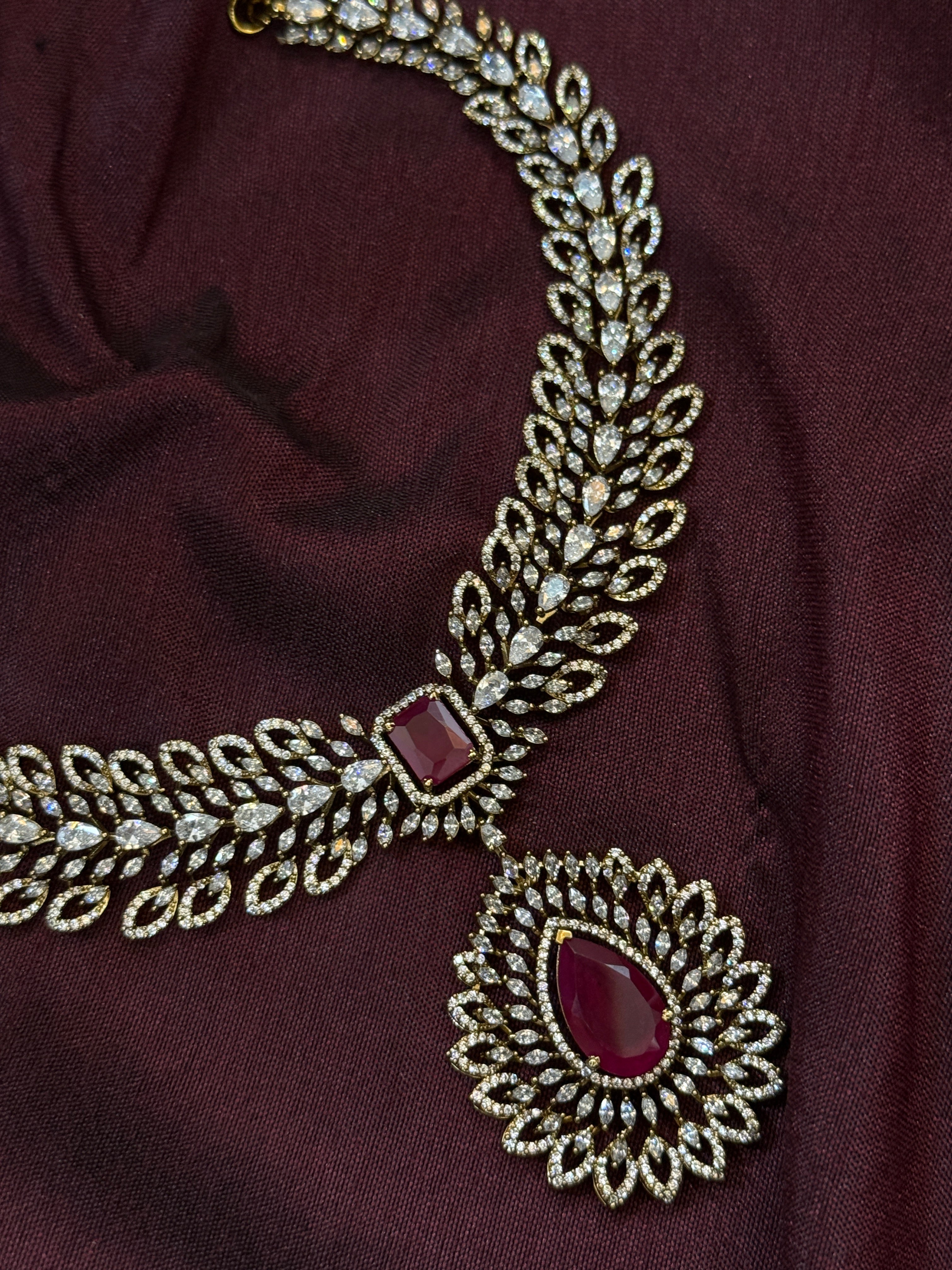 Victorian Ruby Kundan Necklace Set