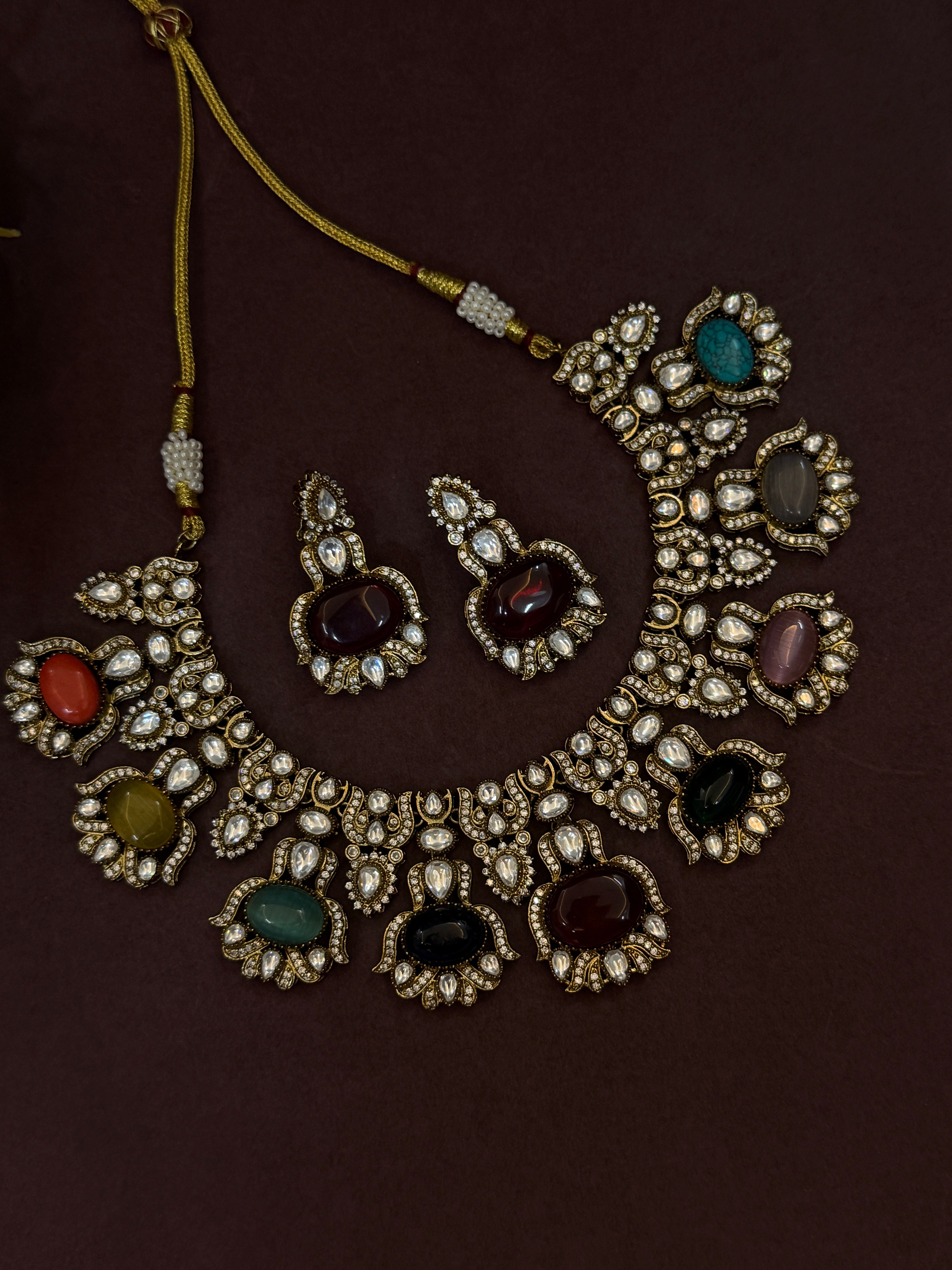 Royal Multicolor Kundan Wedding Necklace Set
