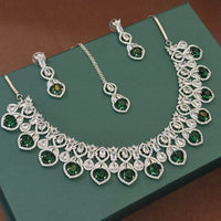 Elegant Green Crystal Drop Necklace Set