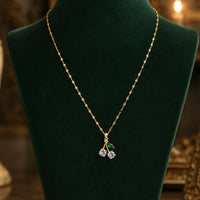 Gold tone AD stone minimal Pendent - Lightwear Jewerly