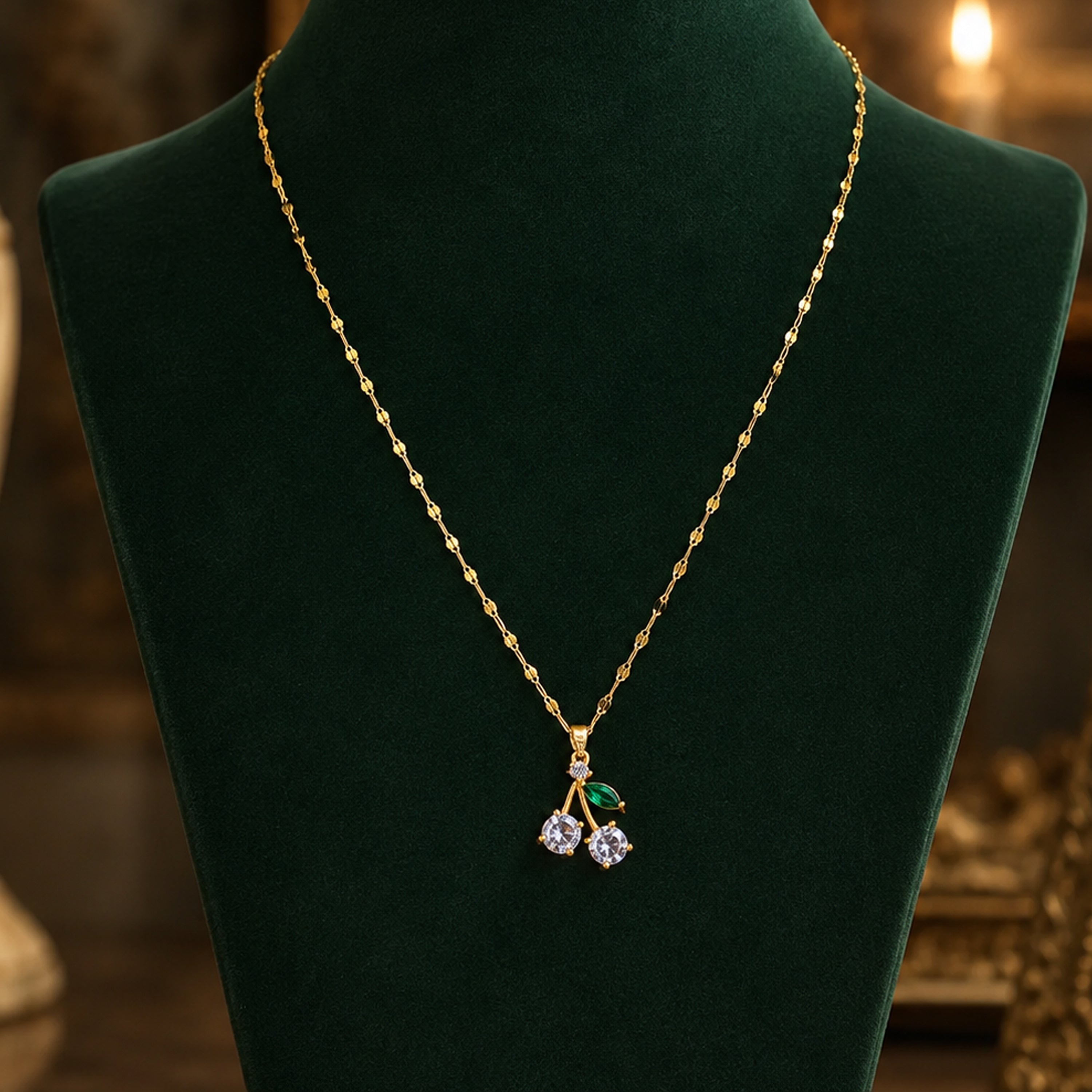 Gold tone AD stone minimal Pendent - Lightwear Jewerly
