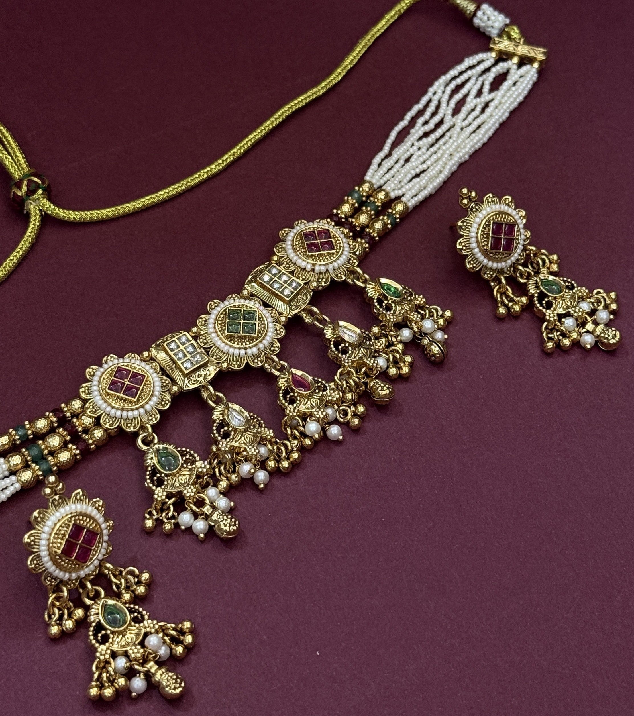 Royal Pearl Kundan Choker Necklace Set