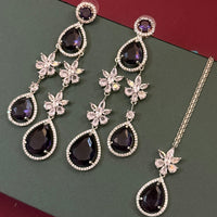 Lavender Teardrop American Diamond Statement Jewelry Set for Women