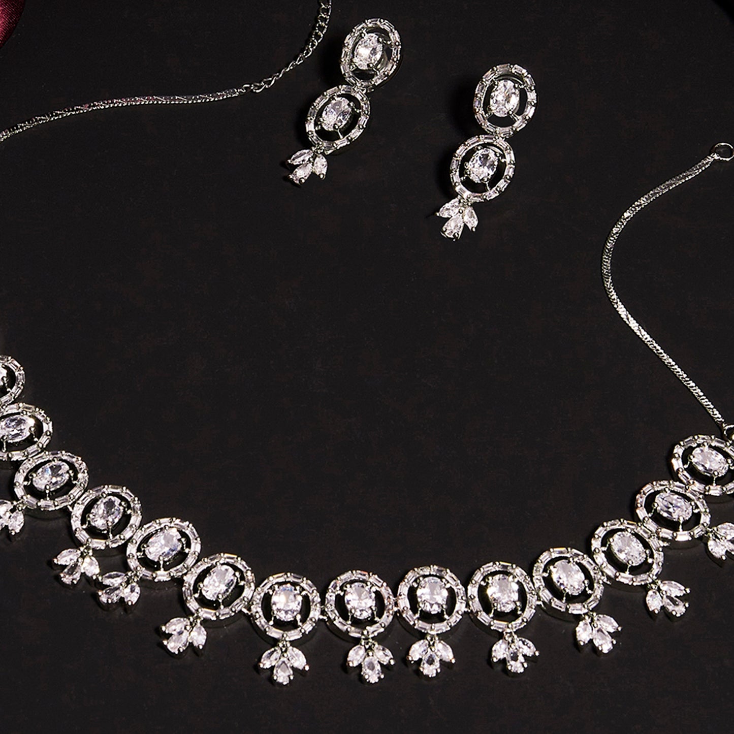 Trendy American Diamond Party Wear Necklace Set - Mivanaa