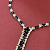 Midnight Sapphire AD Necklace Set with Dangling Earrings