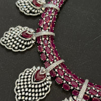 Elegant Maroon Crystal Wedding Jewellery Set