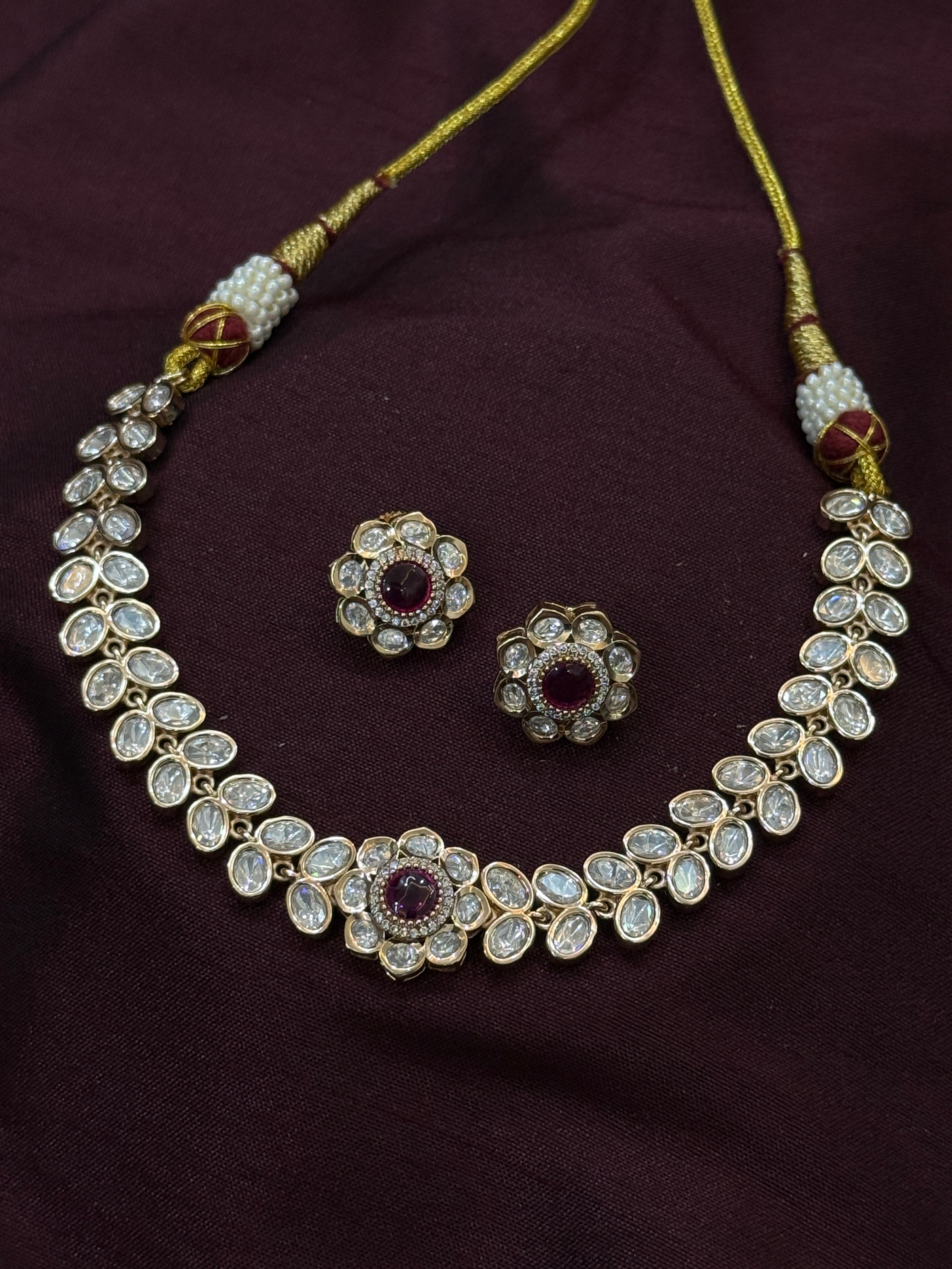 Kundan Necklace Set with Ruby Centerpiece
