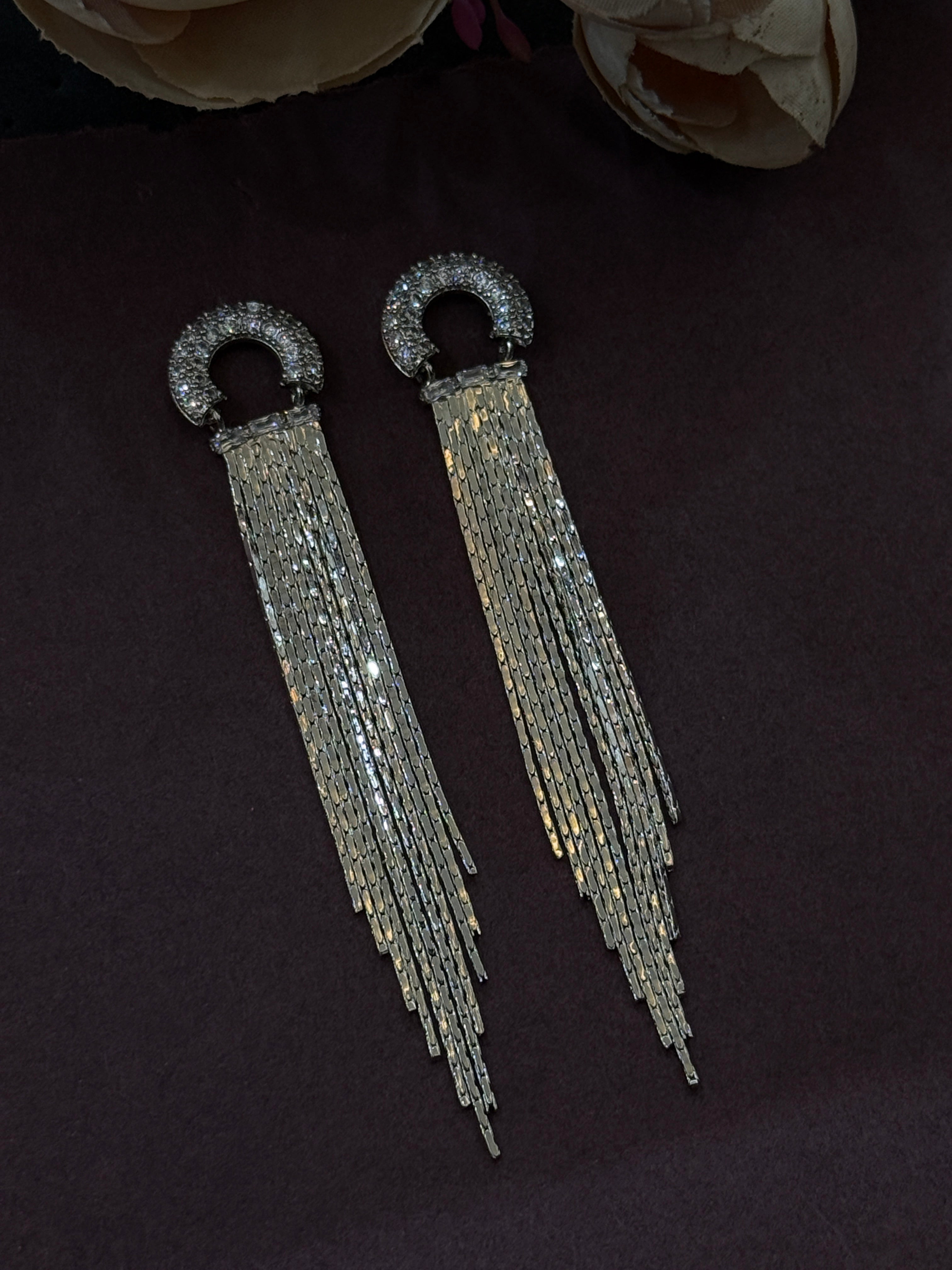 Dazzling Crystal Tassel Drop Earrings