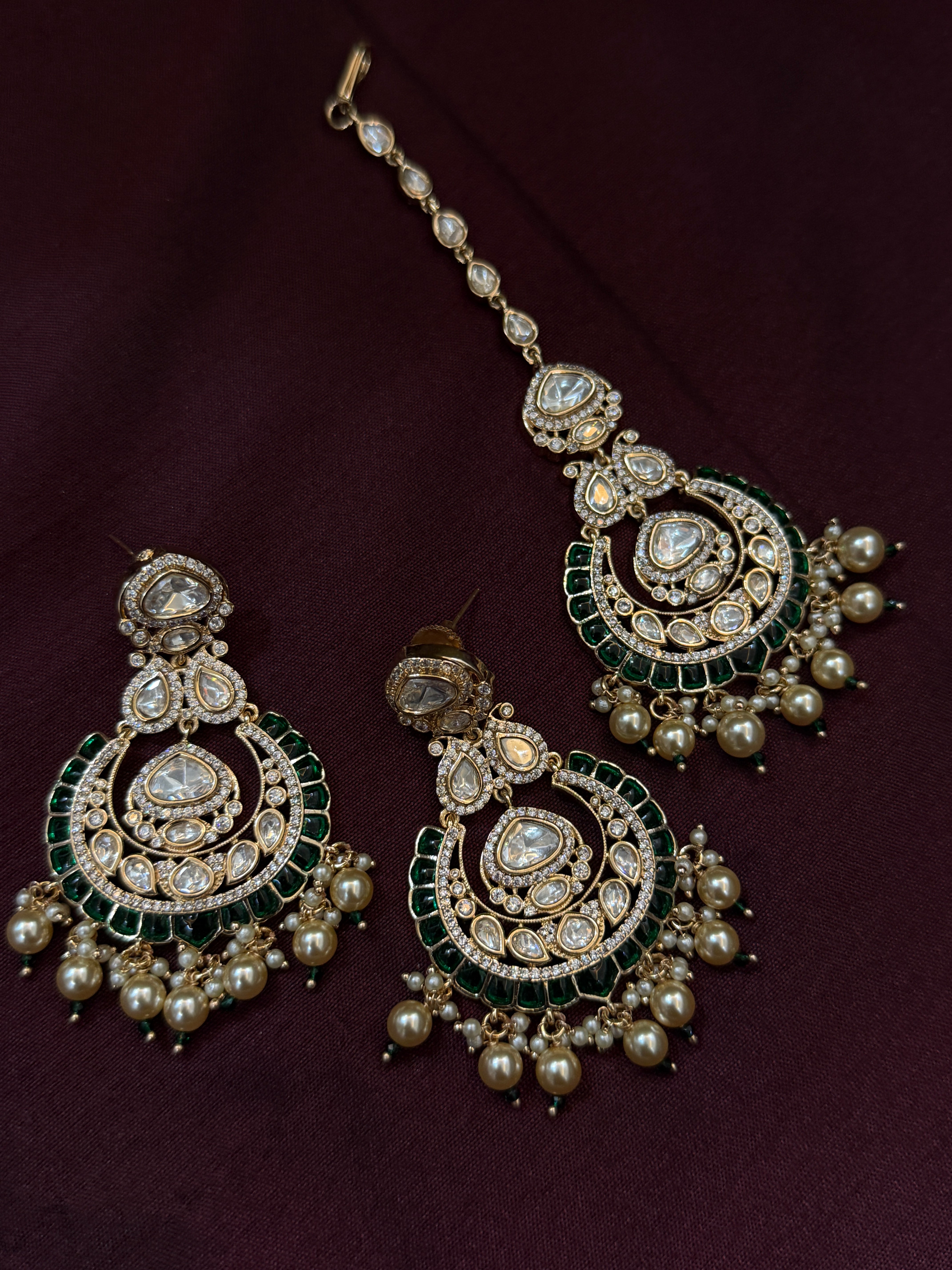 Green Enamel & Pearls |Royal Polki Wedding Necklace