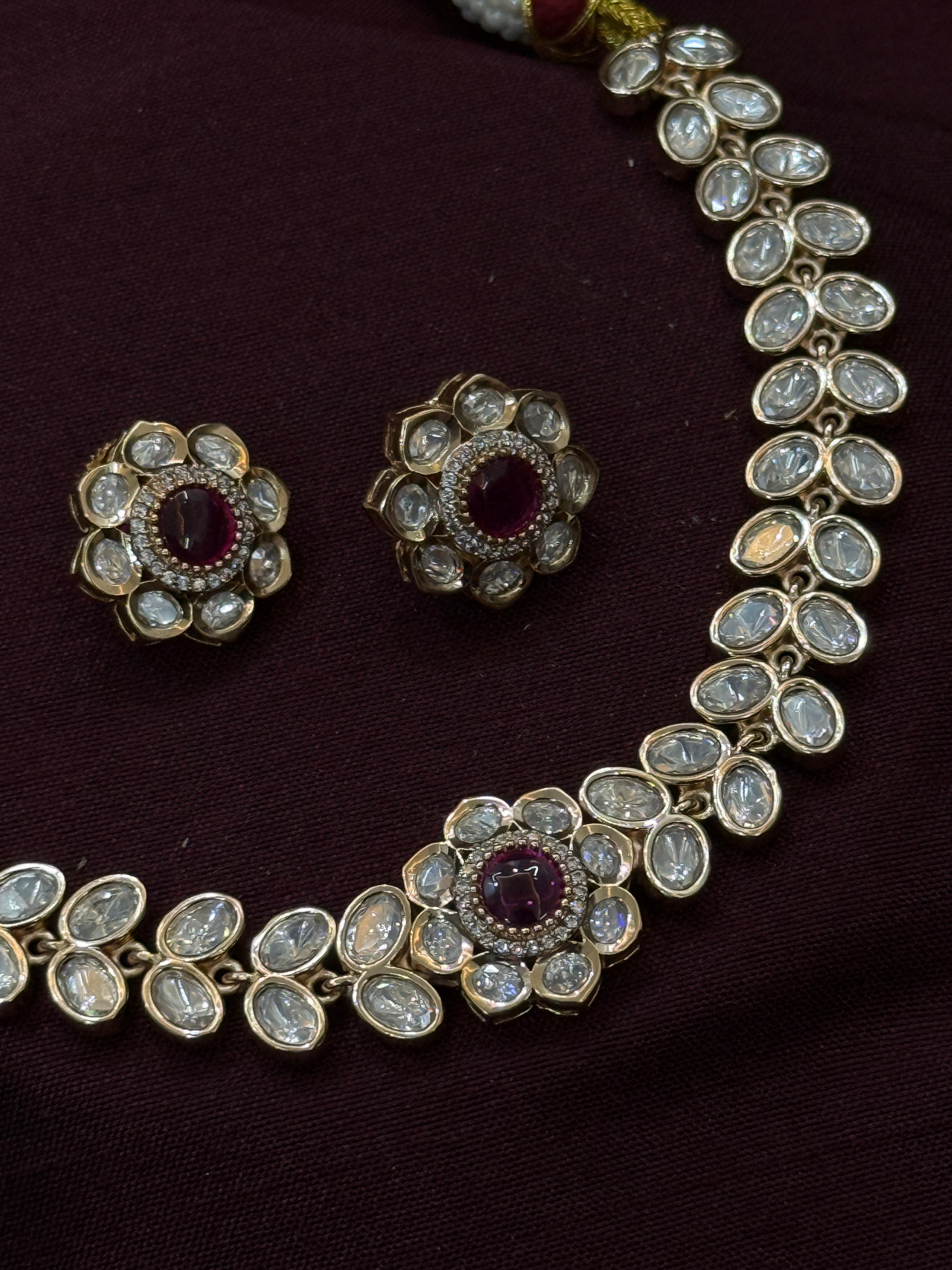 Kundan Necklace Set with Ruby Centerpiece