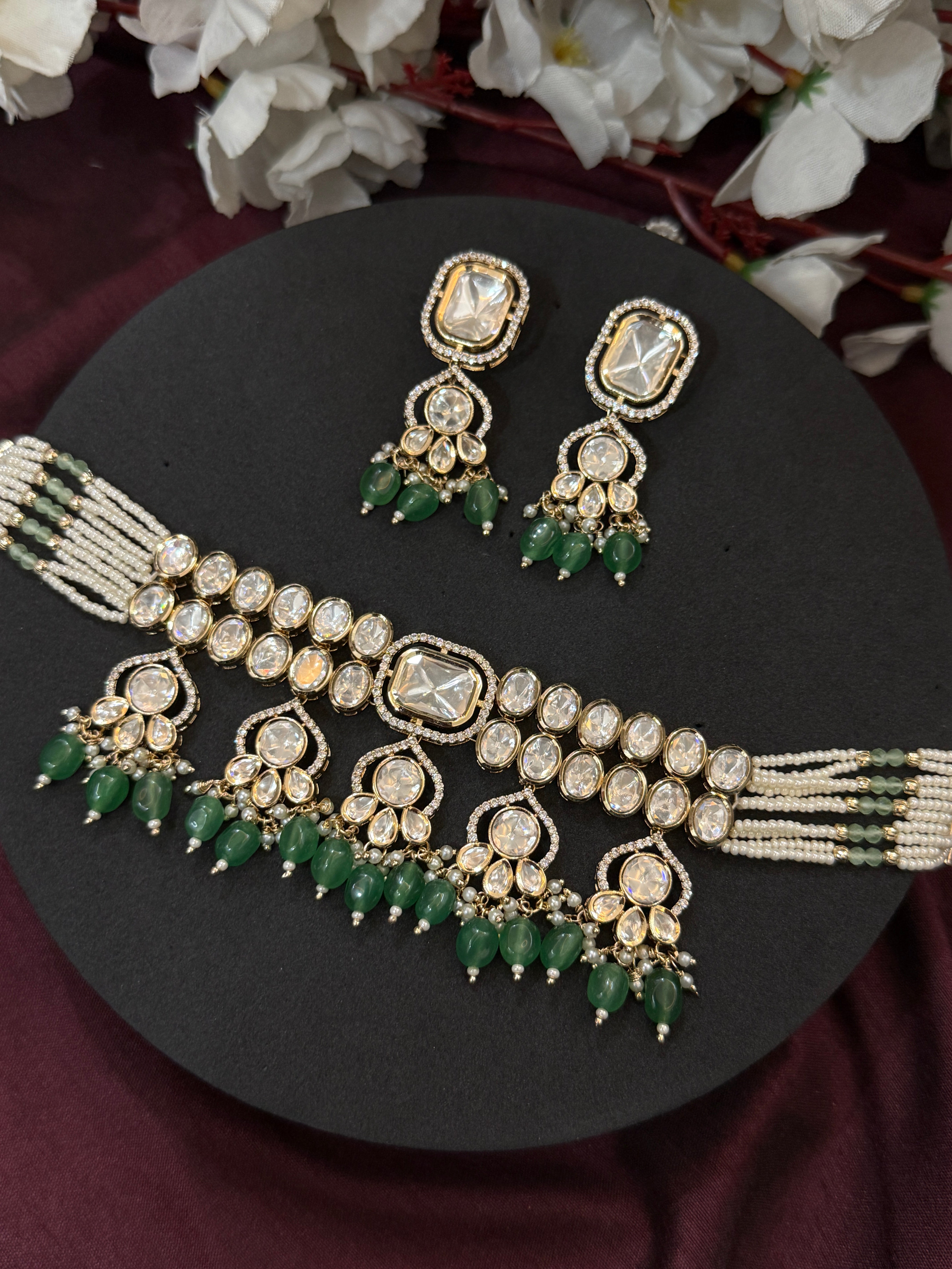 Emerald Empress Real Polki Kundan Choker