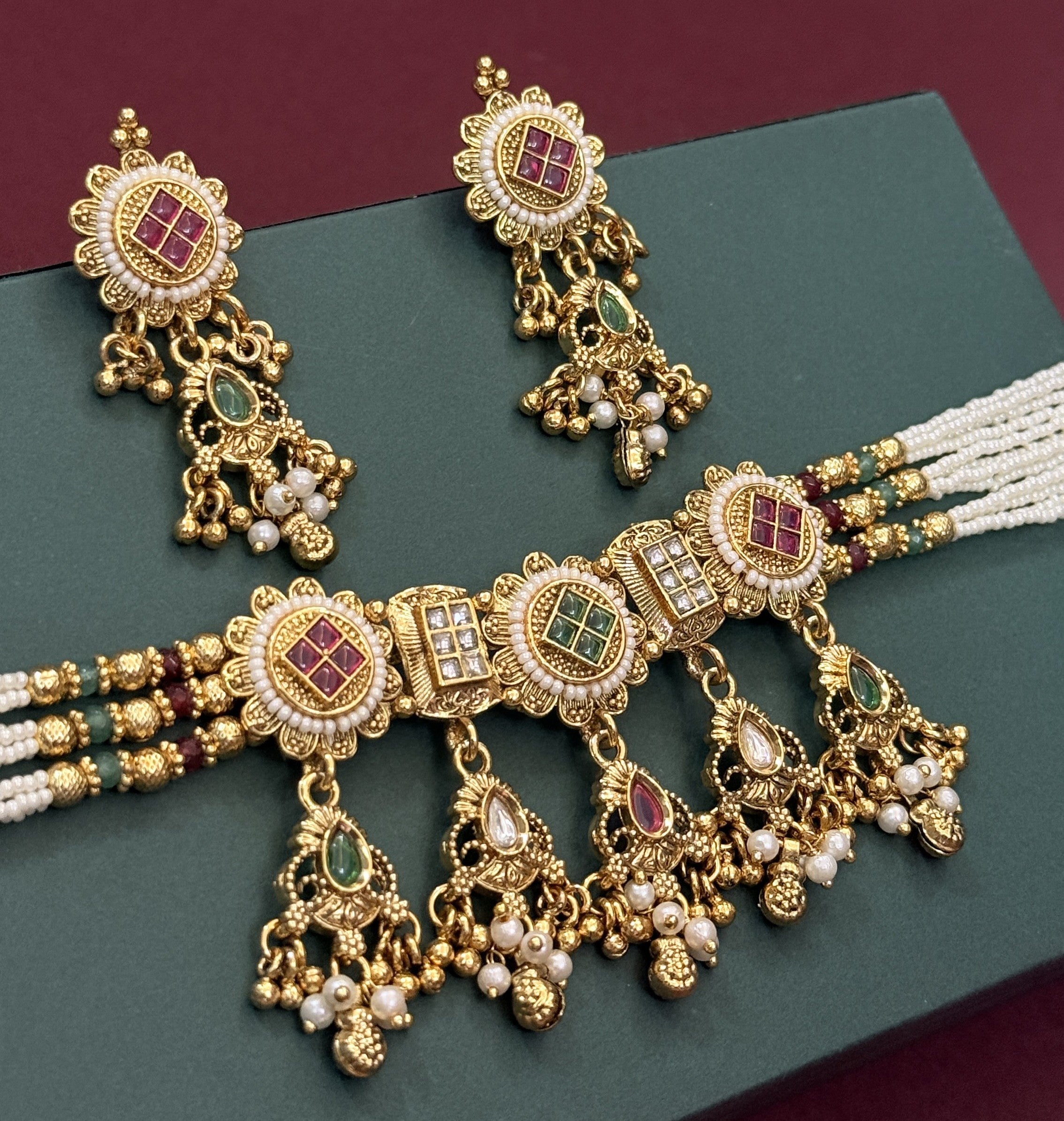 Royal Pearl Kundan Choker Necklace Set