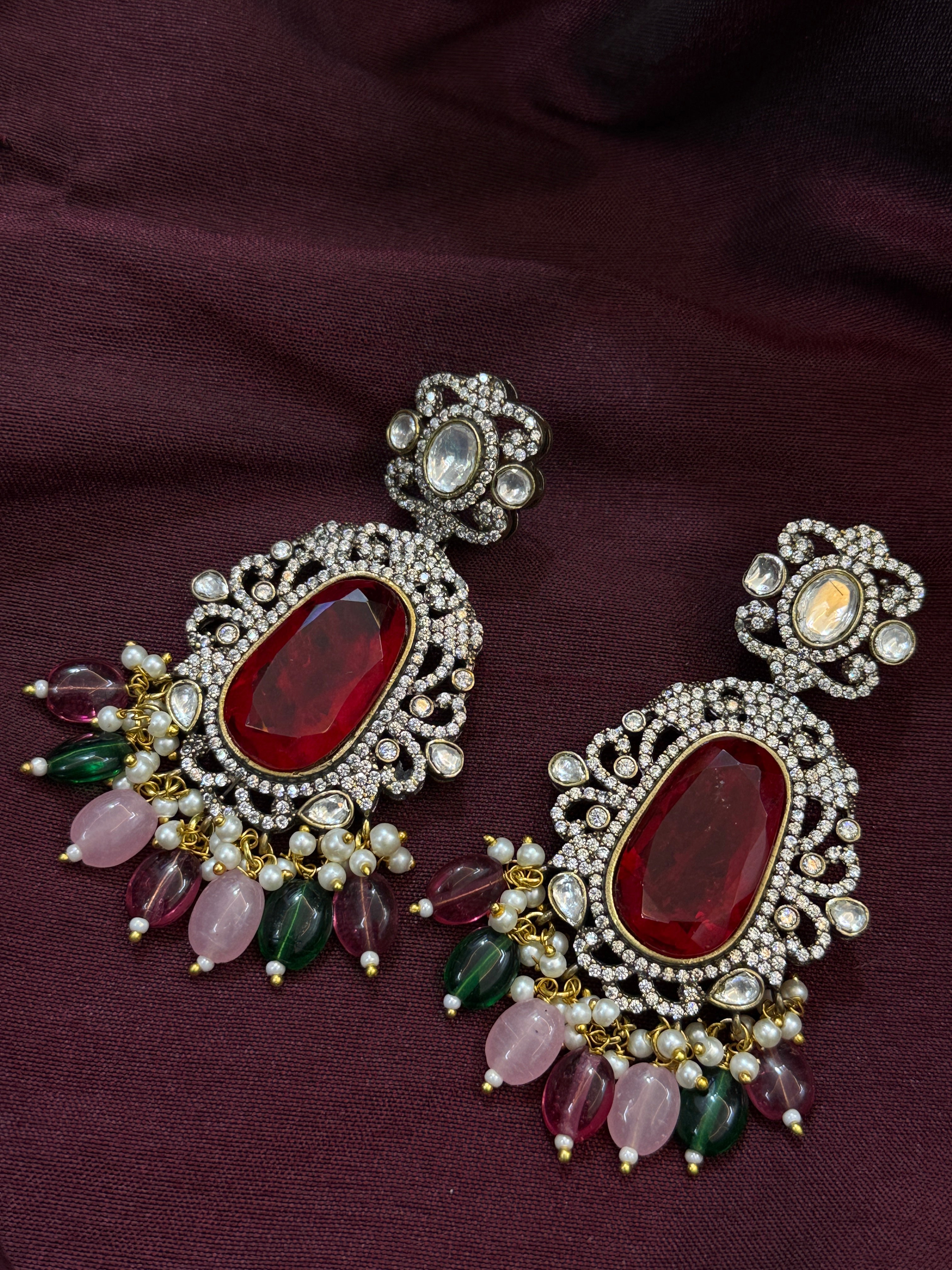 Royal Multicolour Kundan Necklace Set with Earrings
