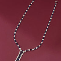 Midnight Sapphire AD Necklace Set with Dangling Earrings