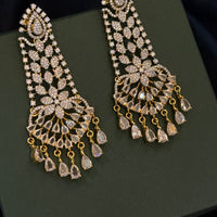 Bridal Style American Diamond Long Earrings with Teardrop Stones