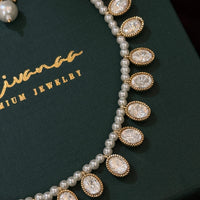 Delicate Pearl Polki Kundan Necklace