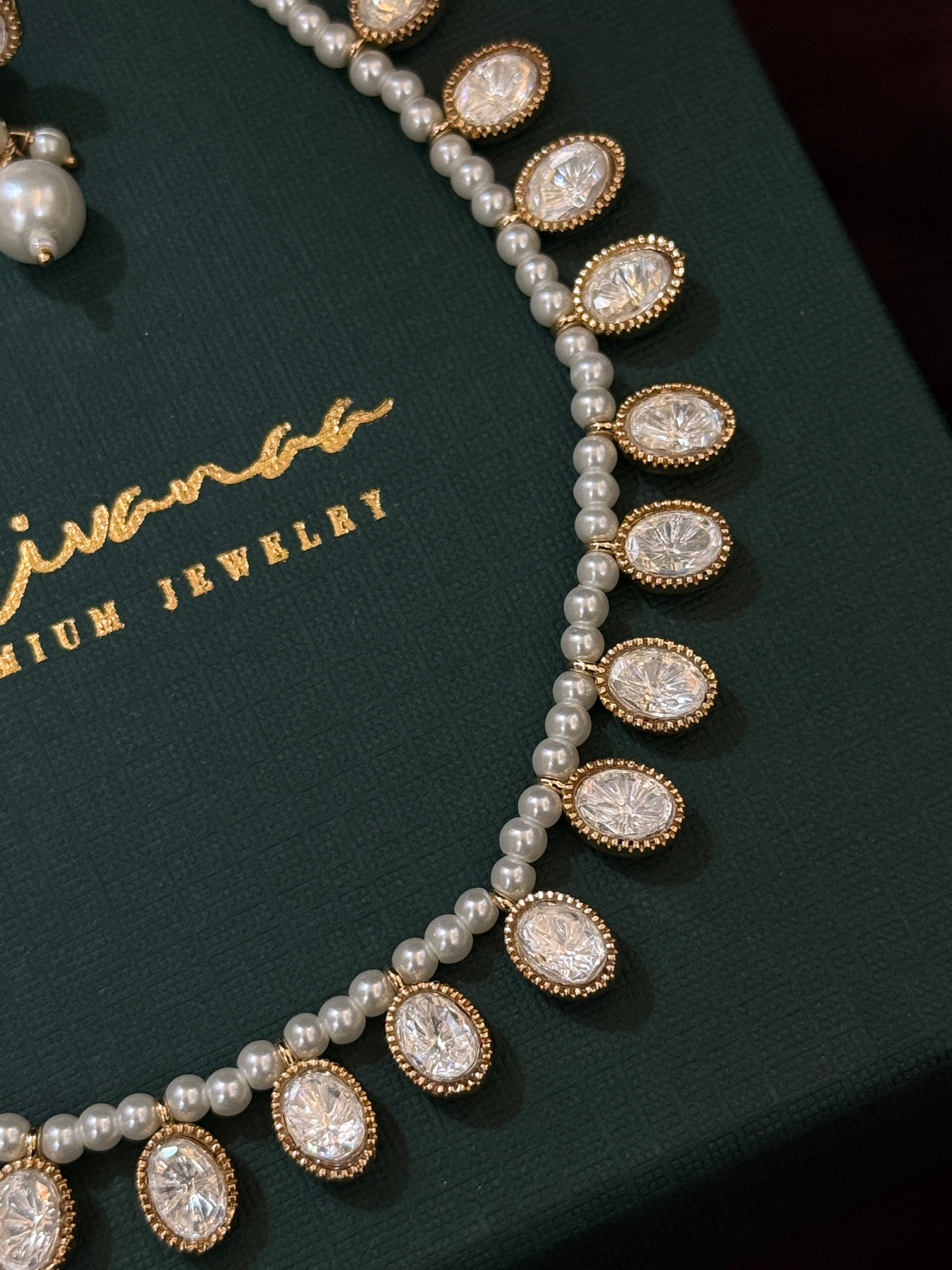 Delicate Pearl Polki Kundan Necklace