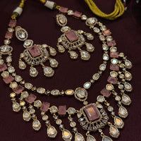 Luxora Pink Stone Polki Kundan Necklace