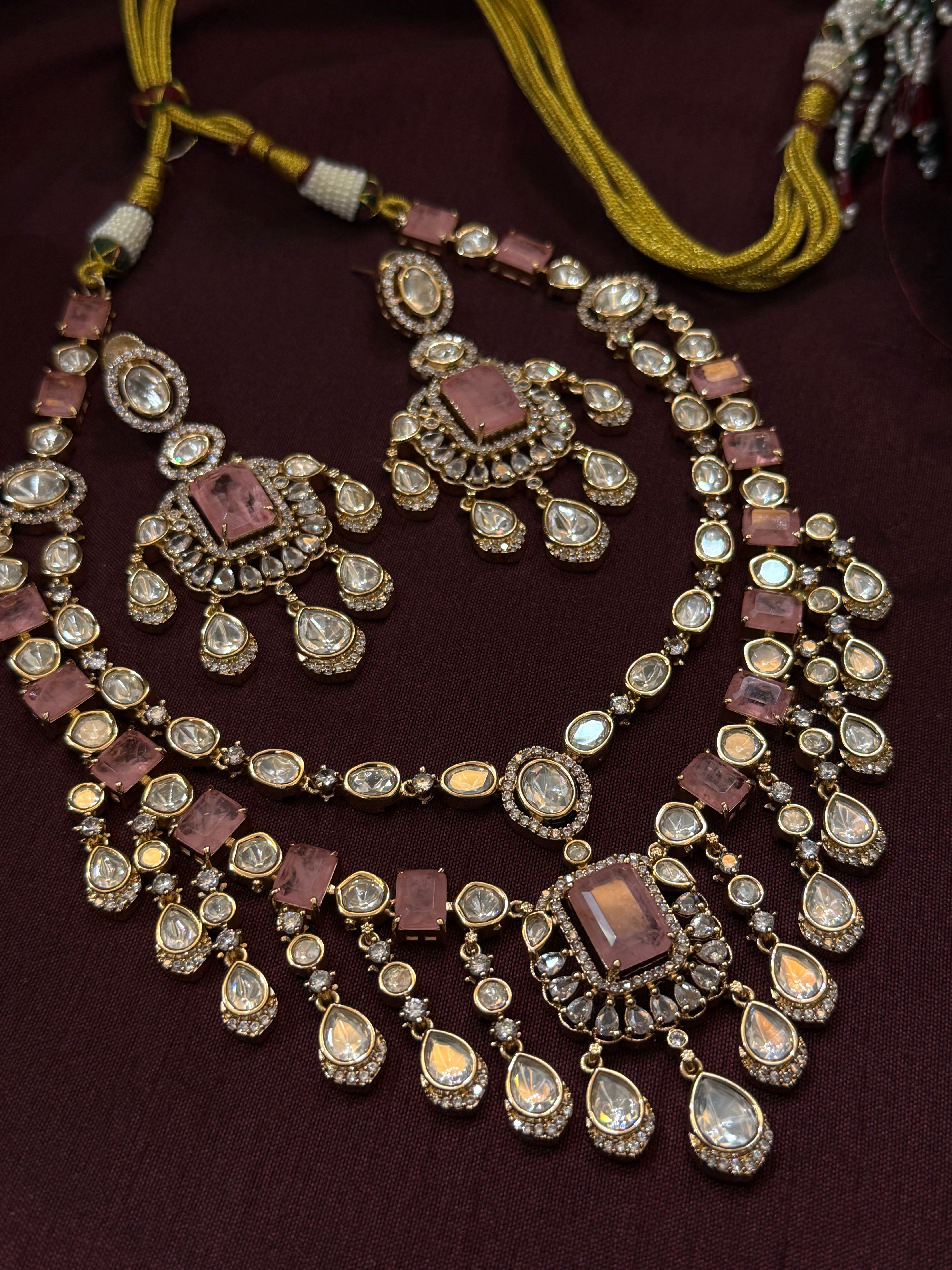 Luxora Pink Stone Polki Kundan Necklace