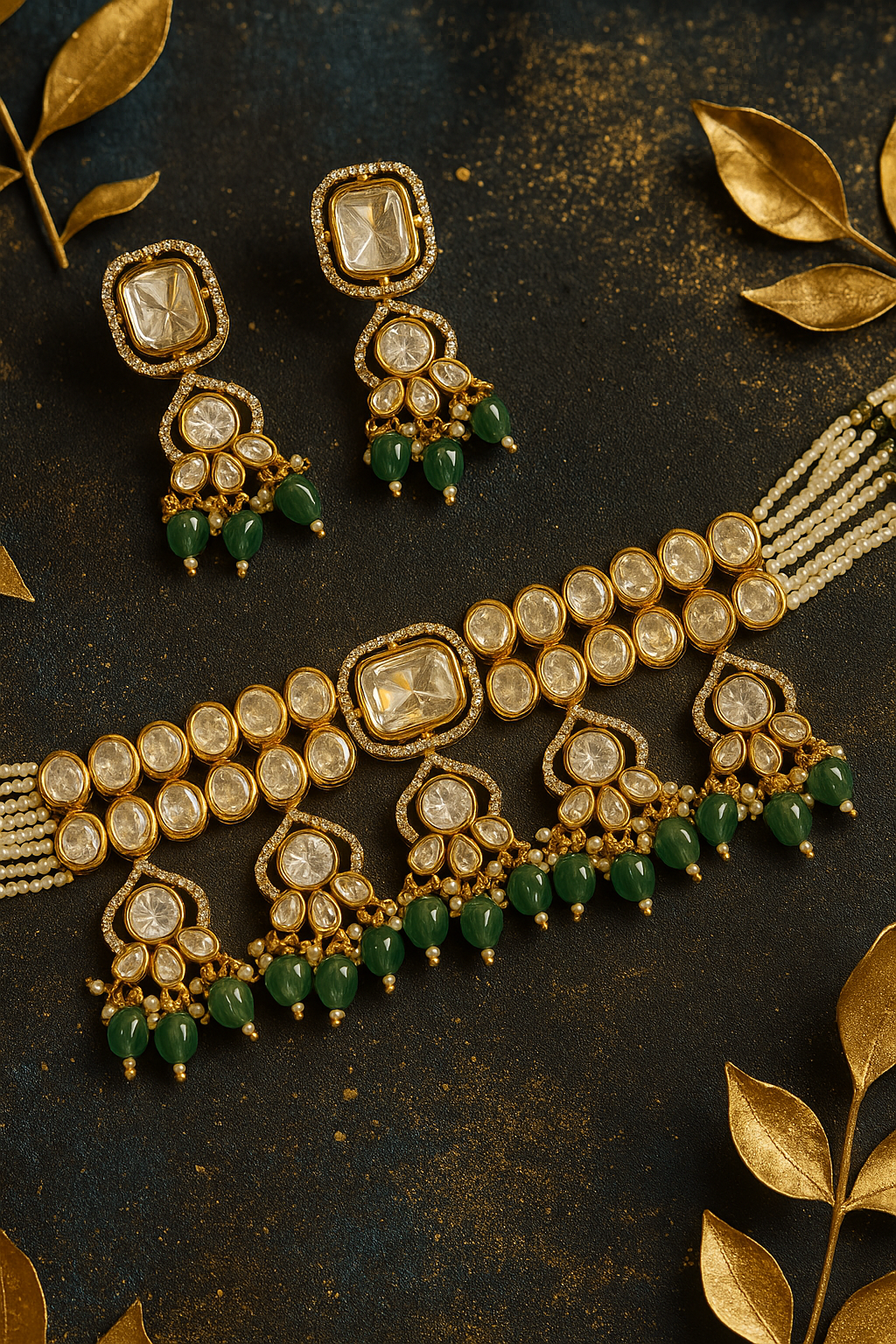 Emerald Empress Real Polki Kundan Choker