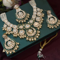 Green Enamel & Pearls |Royal Polki Wedding Necklace