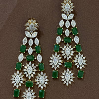 Emerald Green American Diamond Earrings