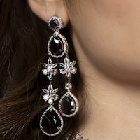 Lavender Teardrop American Diamond Statement Jewelry Set for Women