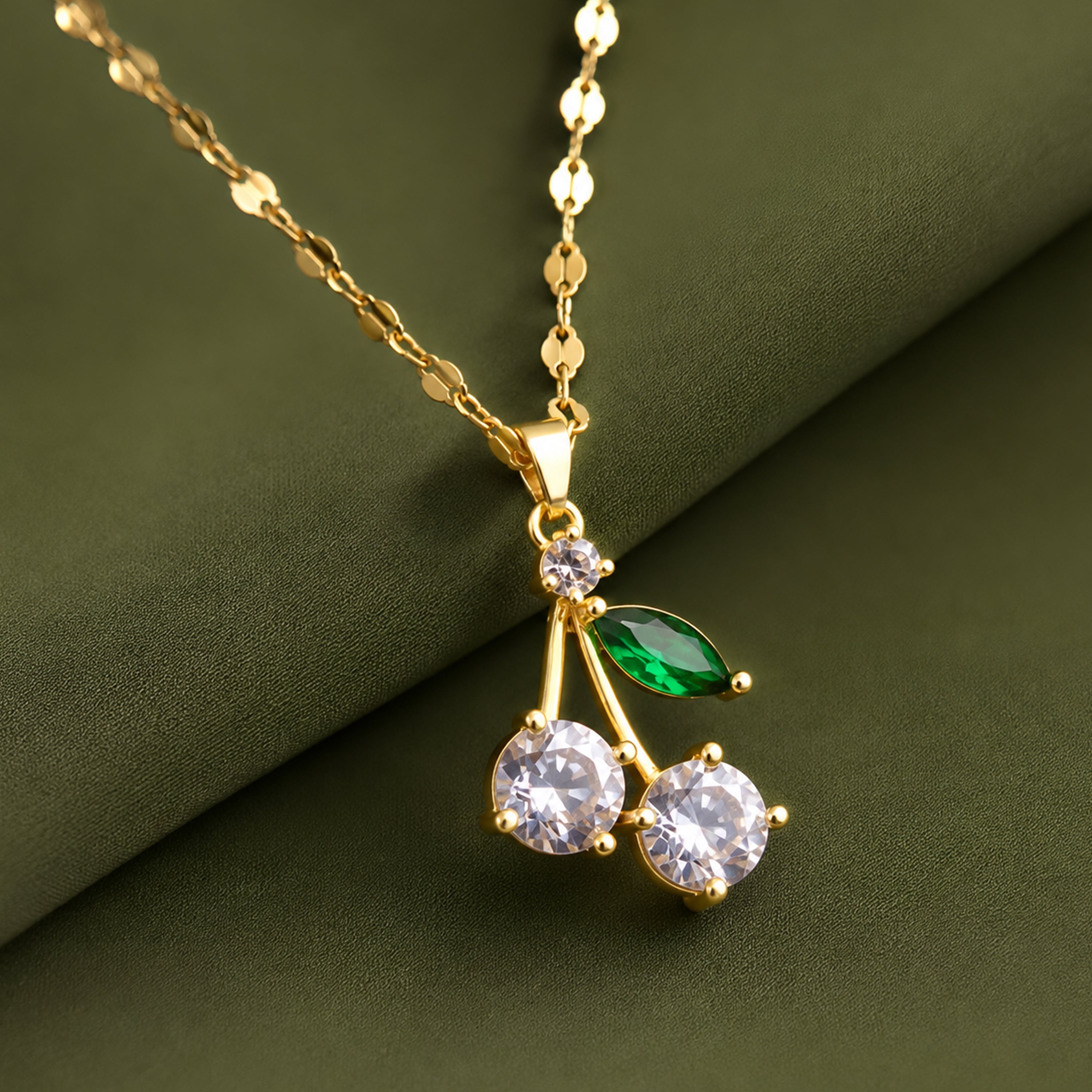 Gold tone AD stone minimal Pendent - Lightwear Jewerly