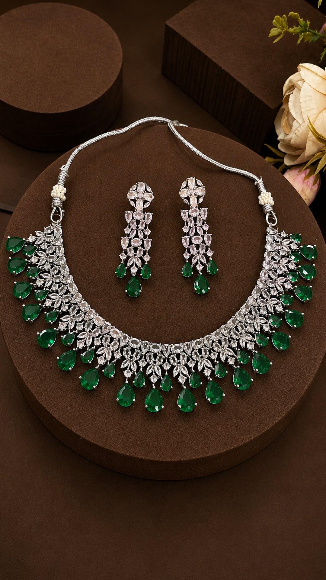Emerald Eclat Gems- CZ stone Partywear Set